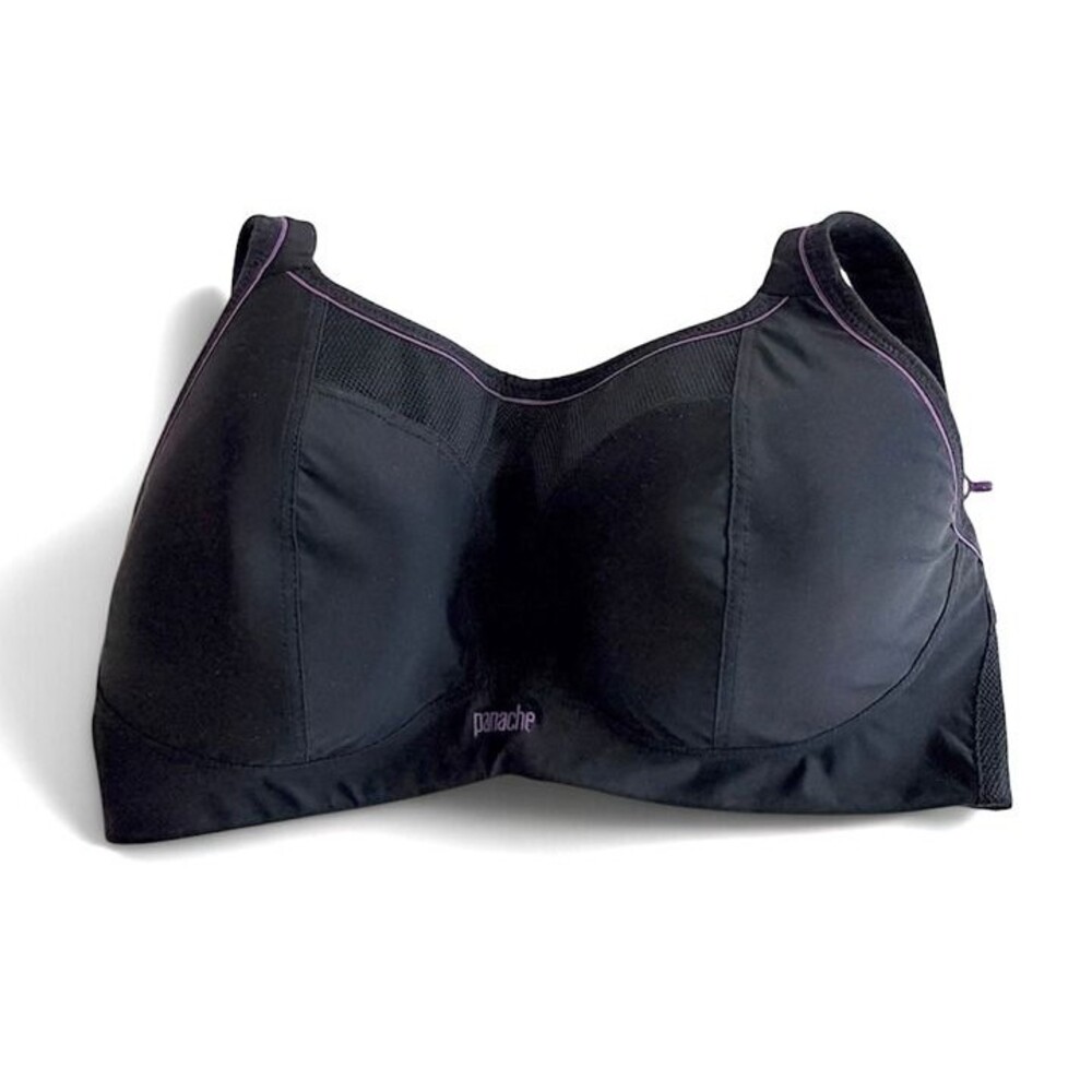 Panache Sport 36DD Black Purple High Impact Sports Bra Style 7341